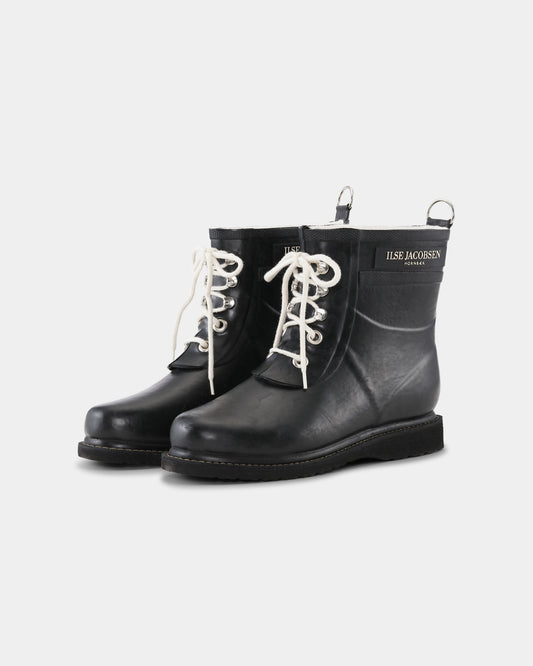 Ilse Jacobsen Rub Womens Laced Short Rubber Boots - Black 001