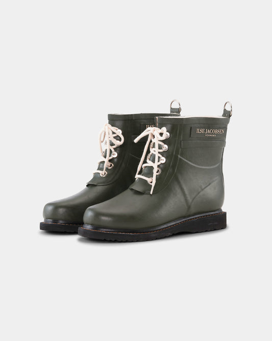 Ilse Jacobsen Rub Womens Laced Short Rubber Boots - Army 410
