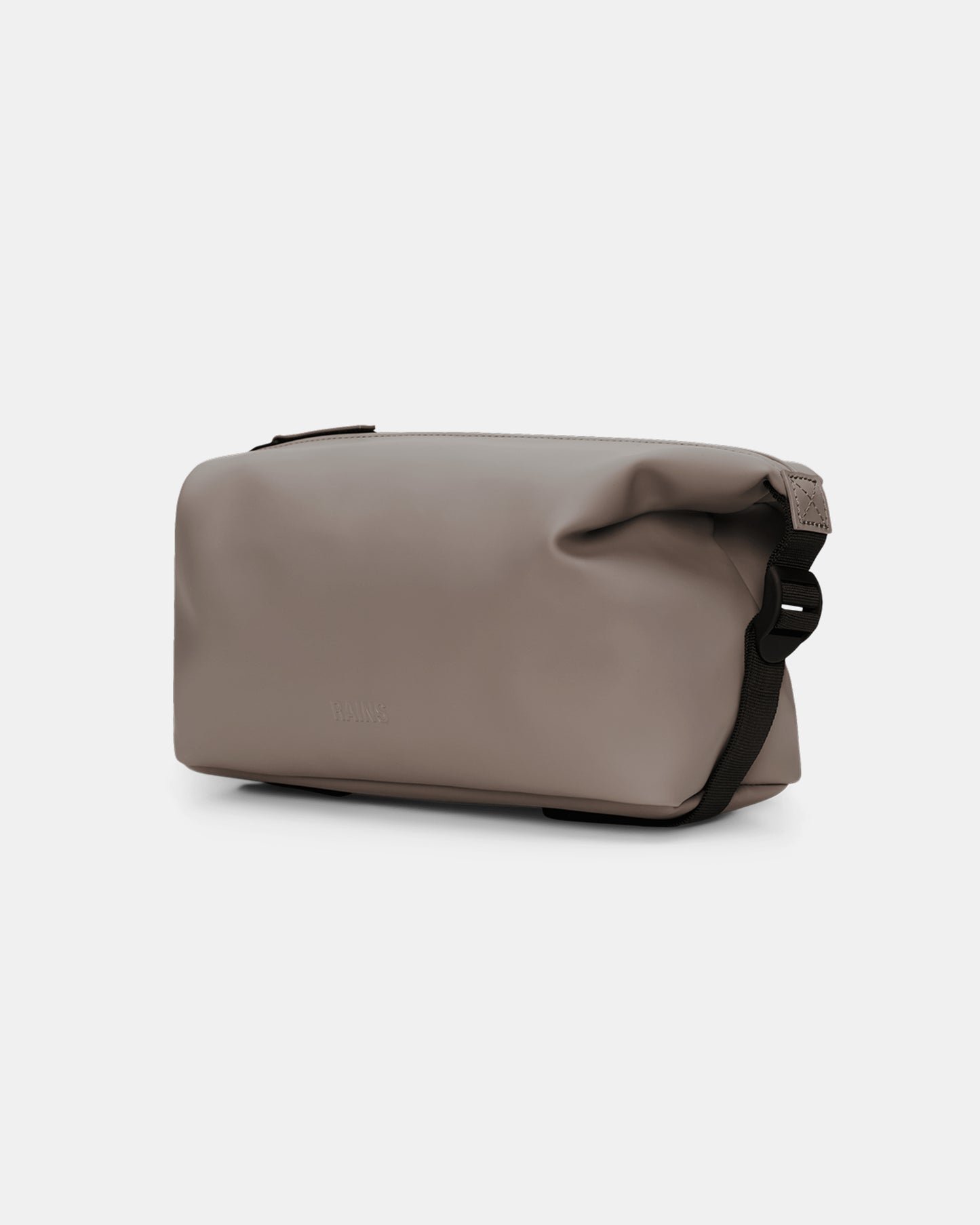 side of Rains Hilo Wash Bag in 173 Cinder