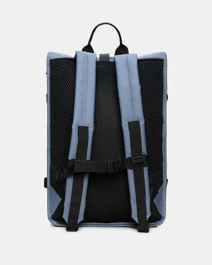 back of a Rains Rolltop Rucksack Large in 172 Blue Dusk