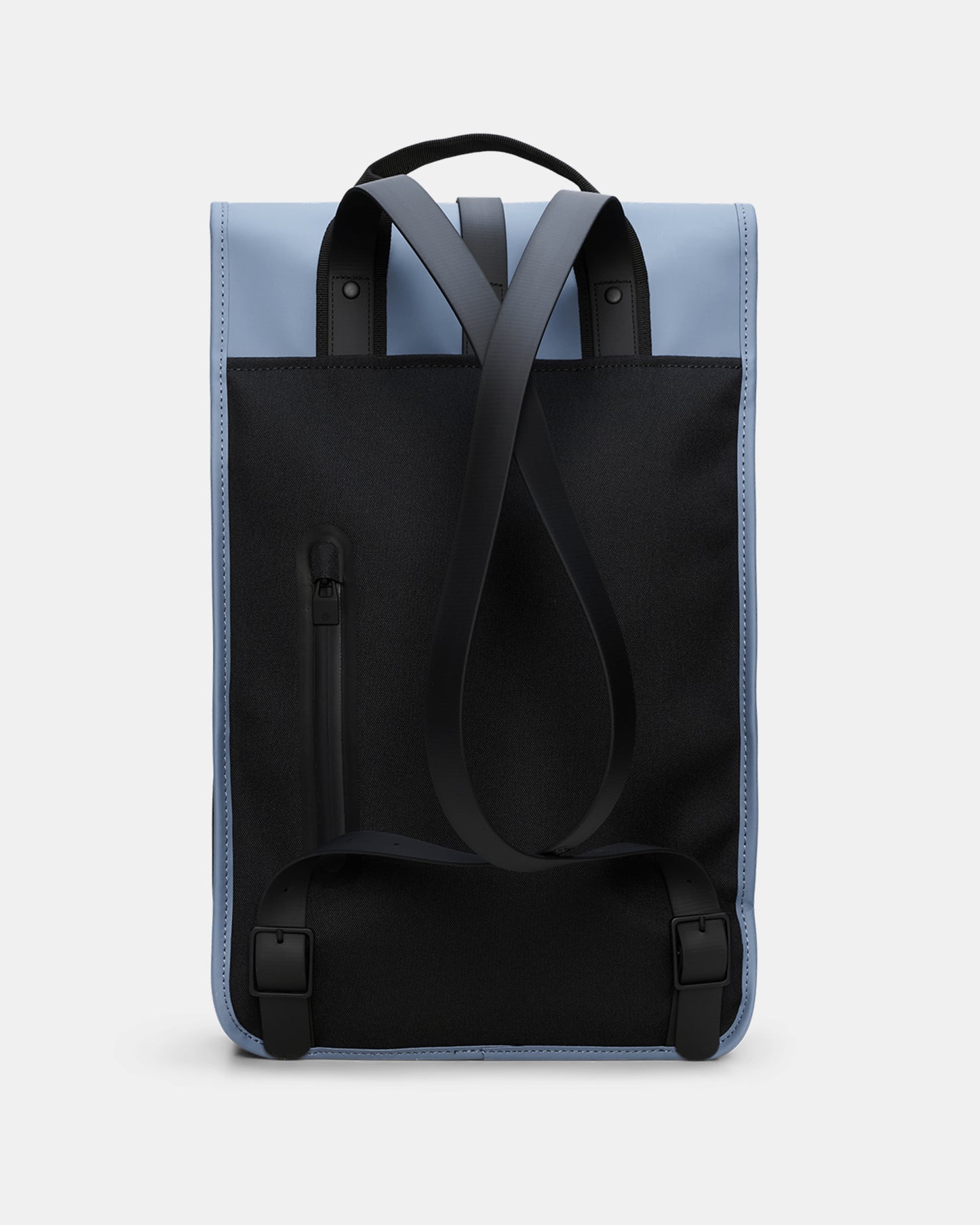 back of a Rains Unisex Backpack in 172 Blue Dusk