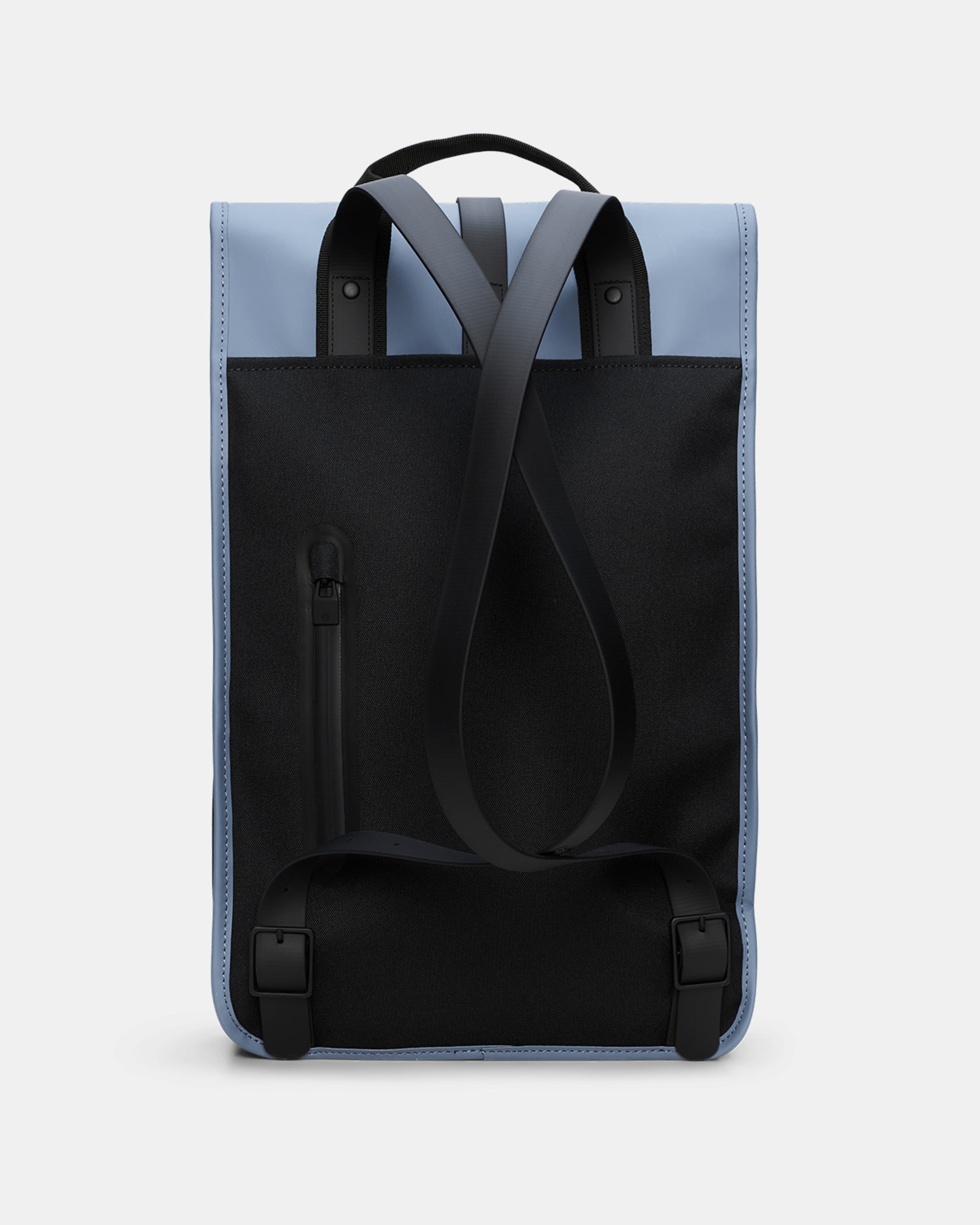 back of a Rains Unisex Backpack in 172 Blue Dusk