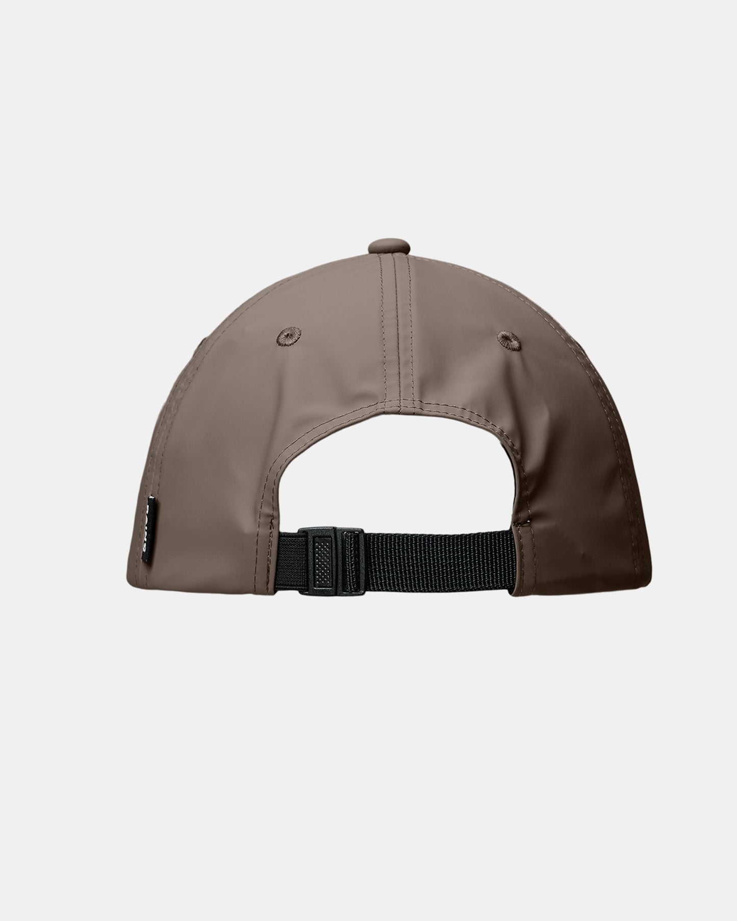 back of a Rains Waterproof Six Panel Cap in 173 Cinder