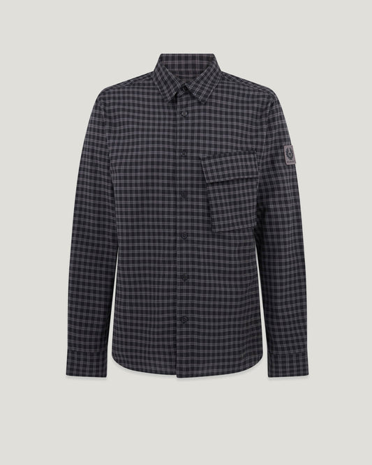 Belstaff Scale Mens Long Sleeve Check Shirt - Black / Tornado Grey