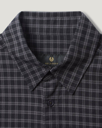 Belstaff Scale Mens Long Sleeve Check Shirt - Black / Tornado Grey