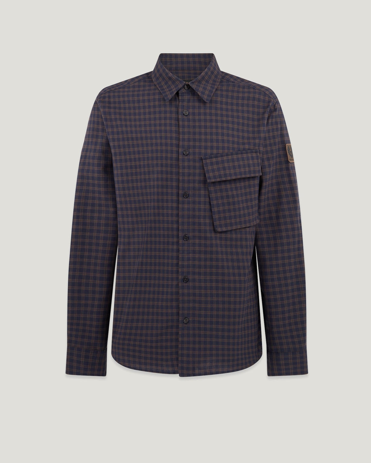 Belstaff Scale Mens Long Sleeve Check Shirt - Dark Ink / Major Brown
