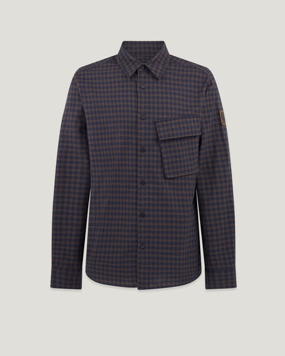 Belstaff Scale Mens Long Sleeve Check Shirt - Dark Ink / Major Brown