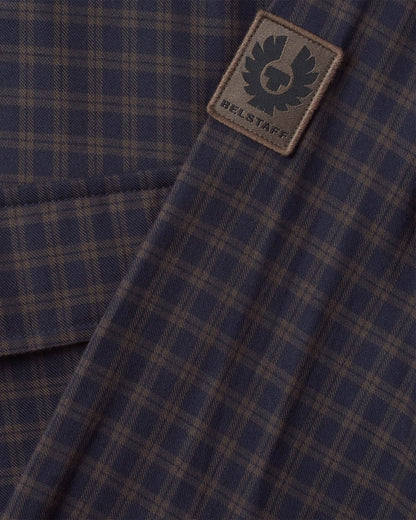 Belstaff Scale Mens Long Sleeve Check Shirt - Dark Ink / Major Brown
