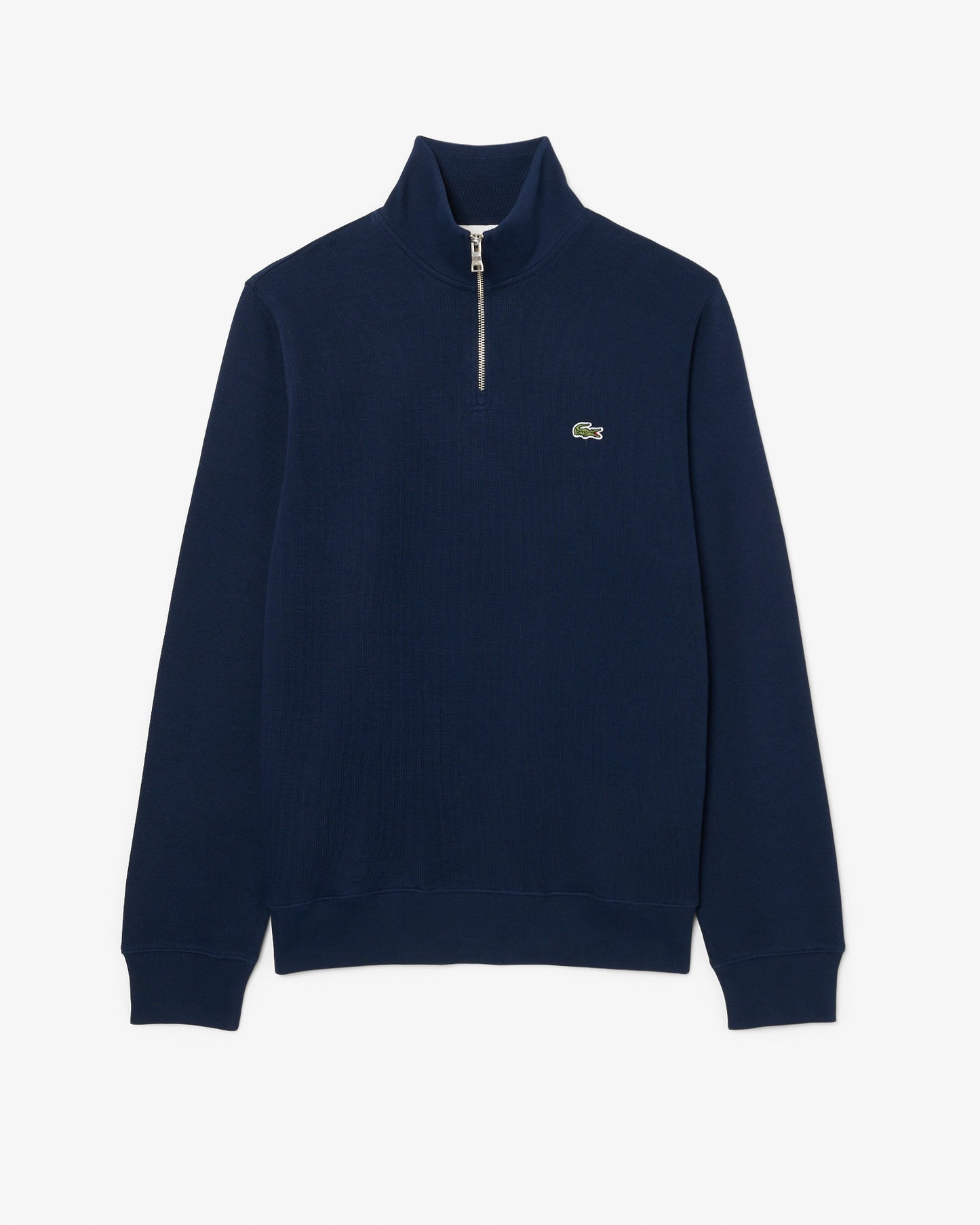 Lacoste Mens Zippered Stand - Up Collar Cotton Sweatshirt - Navy Blue 166 | CHO | Designer Mens Sweatshirts