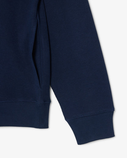 Lacoste Mens Zippered Stand - Up Collar Cotton Sweatshirt - Navy Blue 166 | CHO | Designer Mens Sweatshirts