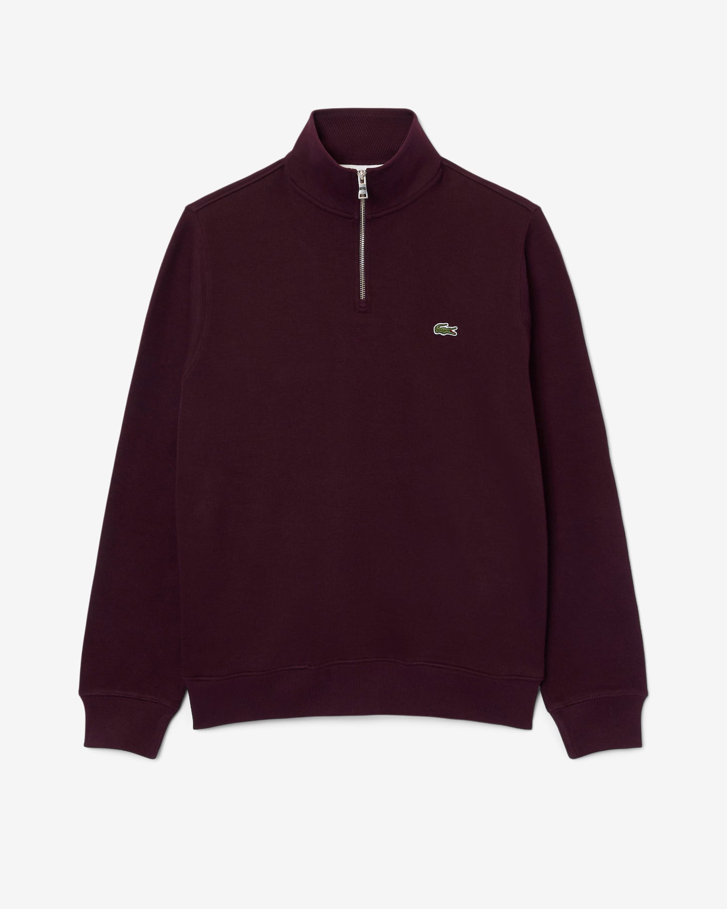Lacoste Mens Zippered Stand - Up Collar Cotton Sweatshirt - Chestnut Brown 3KE | CHO | Designer Mens Half Zip Sweatshirts