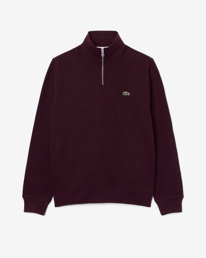 Lacoste Mens Zippered Stand - Up Collar Cotton Sweatshirt - Chestnut Brown 3KE | CHO | Designer Mens Half Zip Sweatshirts