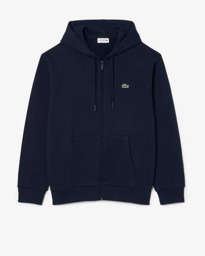 Lacoste Fleece Full-Zip Mens Classic Fit Hoodie - Navy 166