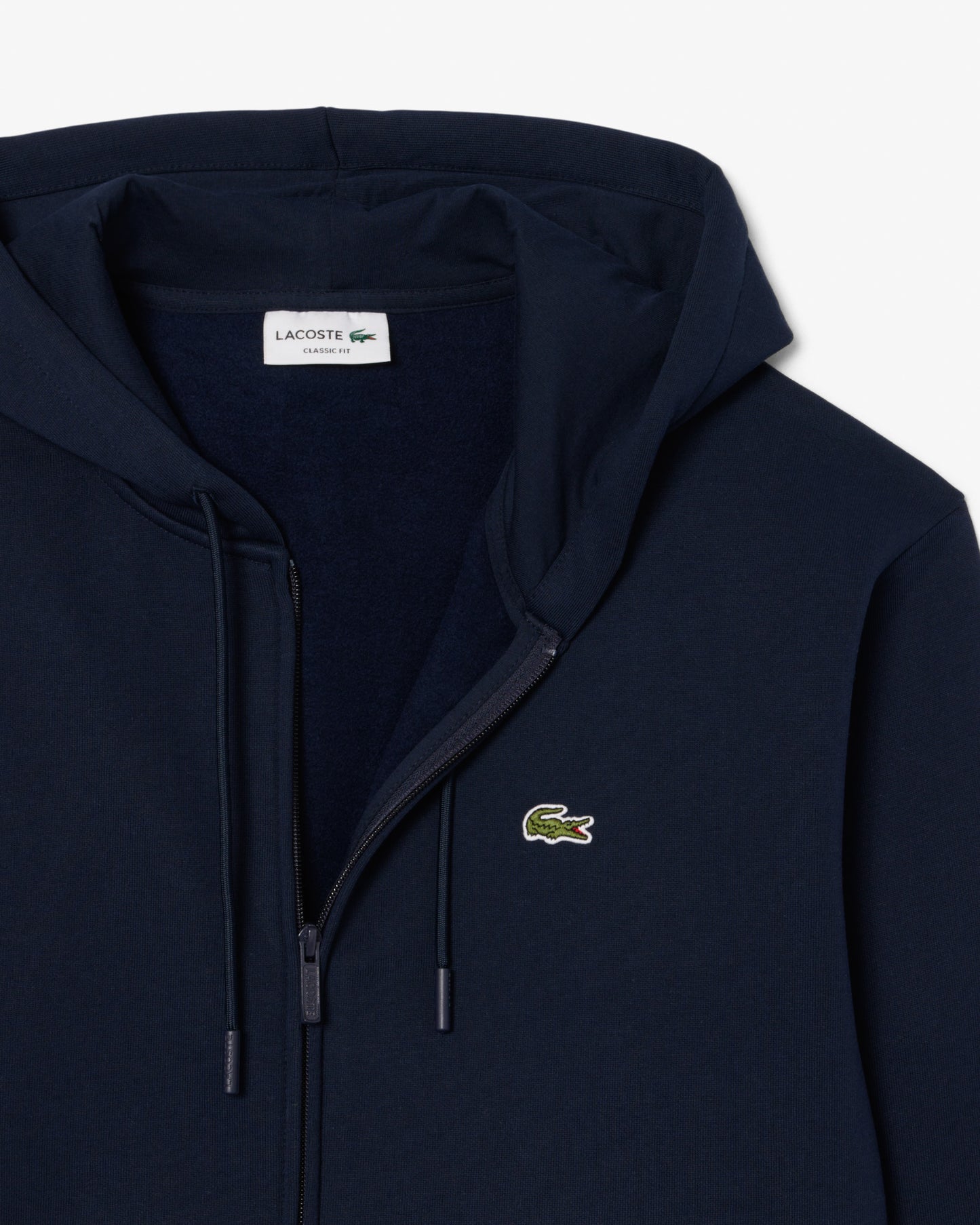Lacoste Fleece Full-Zip Mens Classic Fit Hoodie - Navy 166