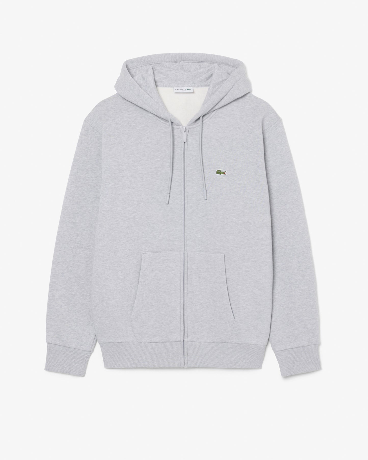 Lacoste Fleece Full-Zip Mens Classic Fit Hoodie - Silver Chine CCA