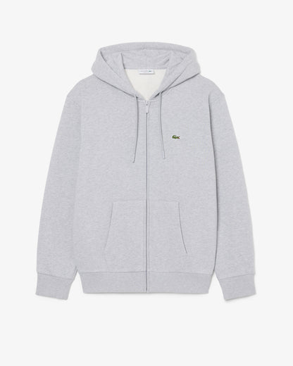 Lacoste Fleece Full-Zip Mens Classic Fit Hoodie - Silver Chine CCA