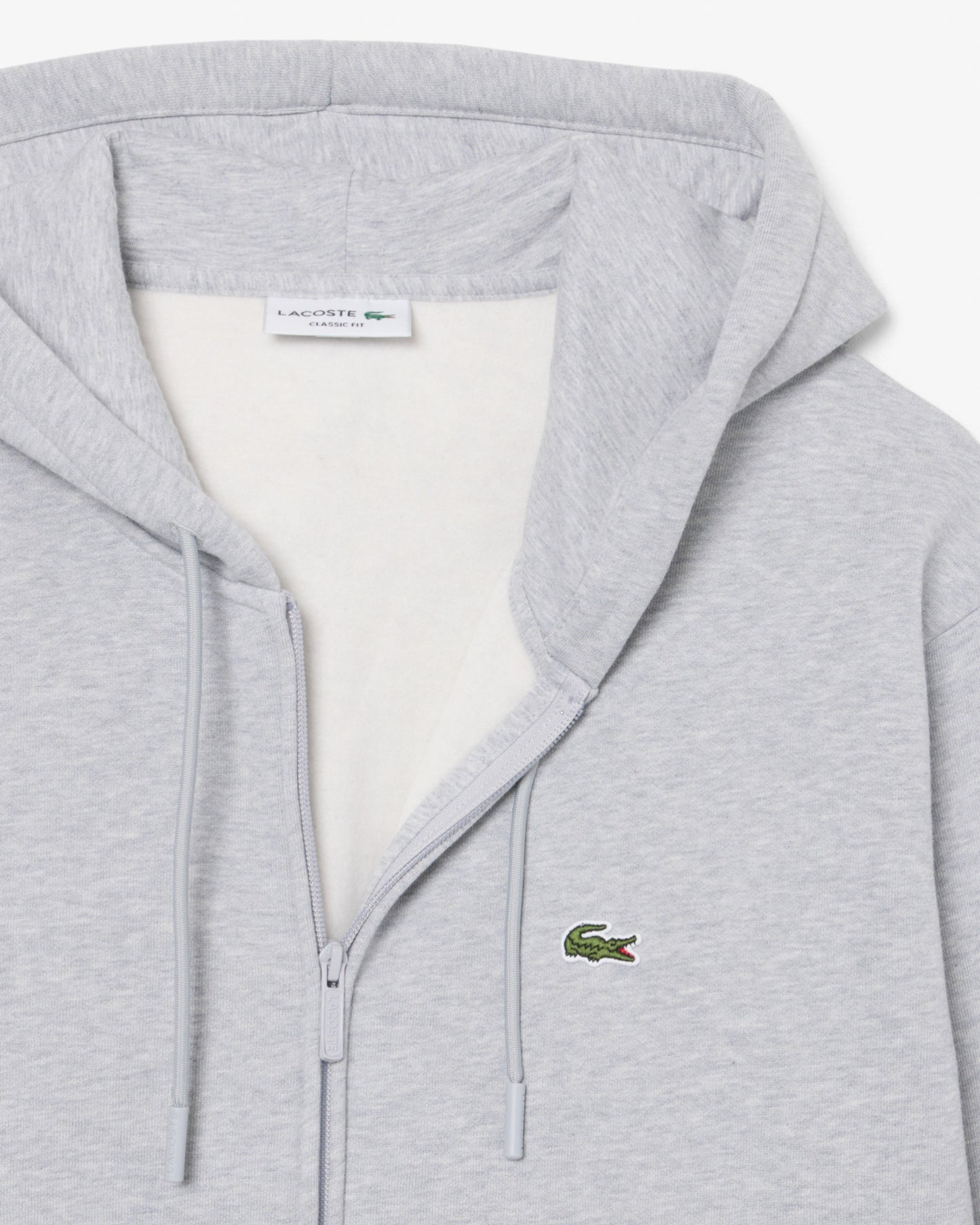 Lacoste Fleece Full-Zip Mens Classic Fit Hoodie - Silver Chine CCA