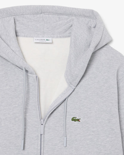 Lacoste Fleece Full-Zip Mens Classic Fit Hoodie - Silver Chine CCA