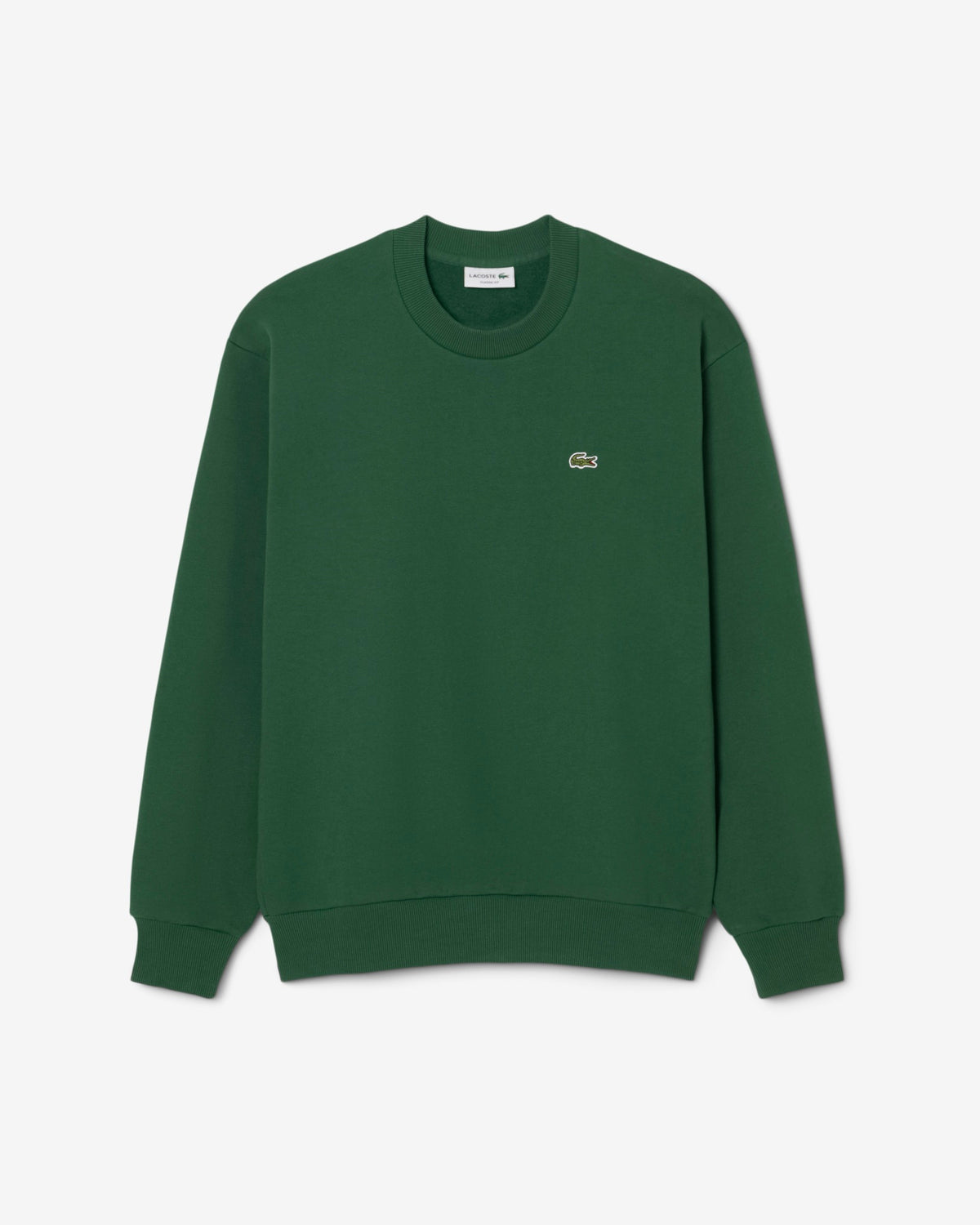 Lacoste Fleece Mens Classic Fit Sweater - Pine Green 132 | CHO | Designer Mens Crew Neck Sweatshirts