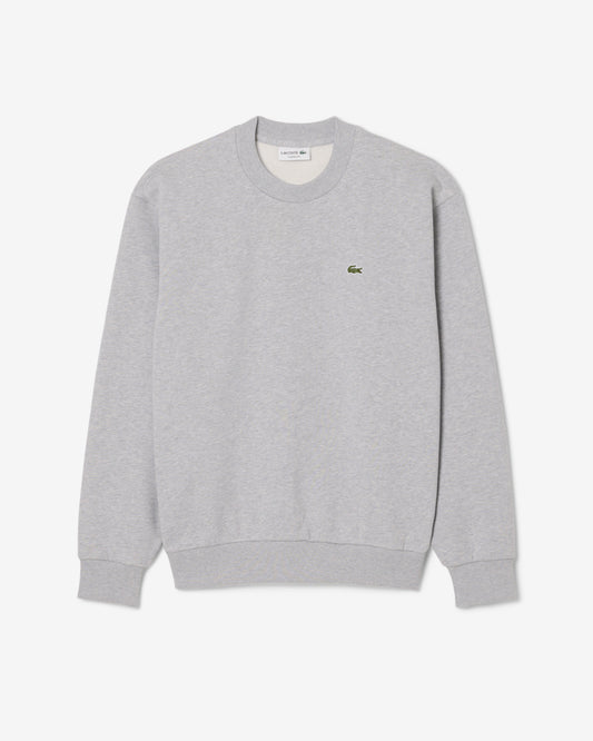 Lacoste Fleece Mens Classic Fit Sweater - Silver Chine CCA | CHO | Designer Mens Crew Neck Sweatshirts