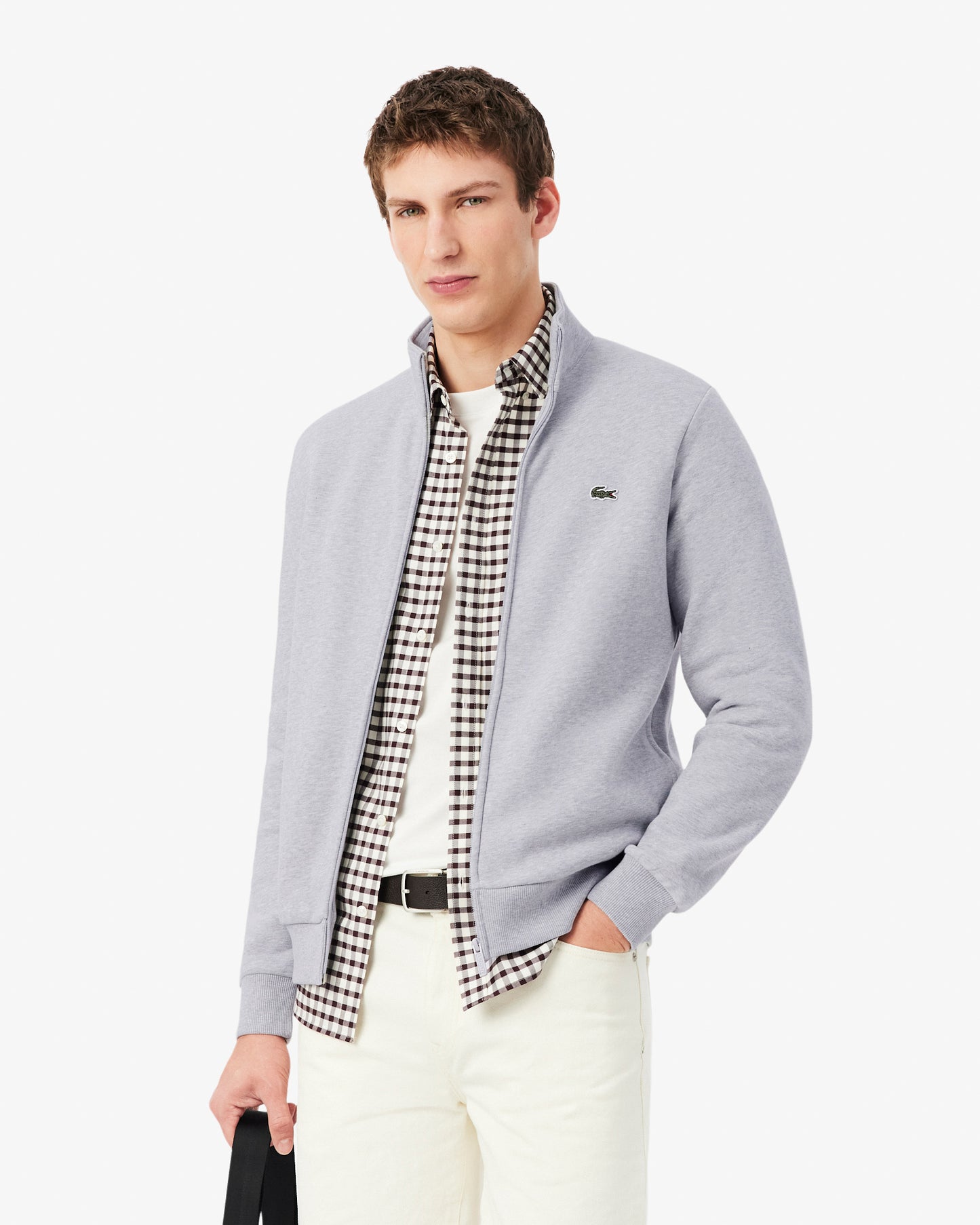 Lacoste Half Zip Mens Fleece Sweatshirt - Silver Chine CCA | CHO | Designer Mens Sweatshirts