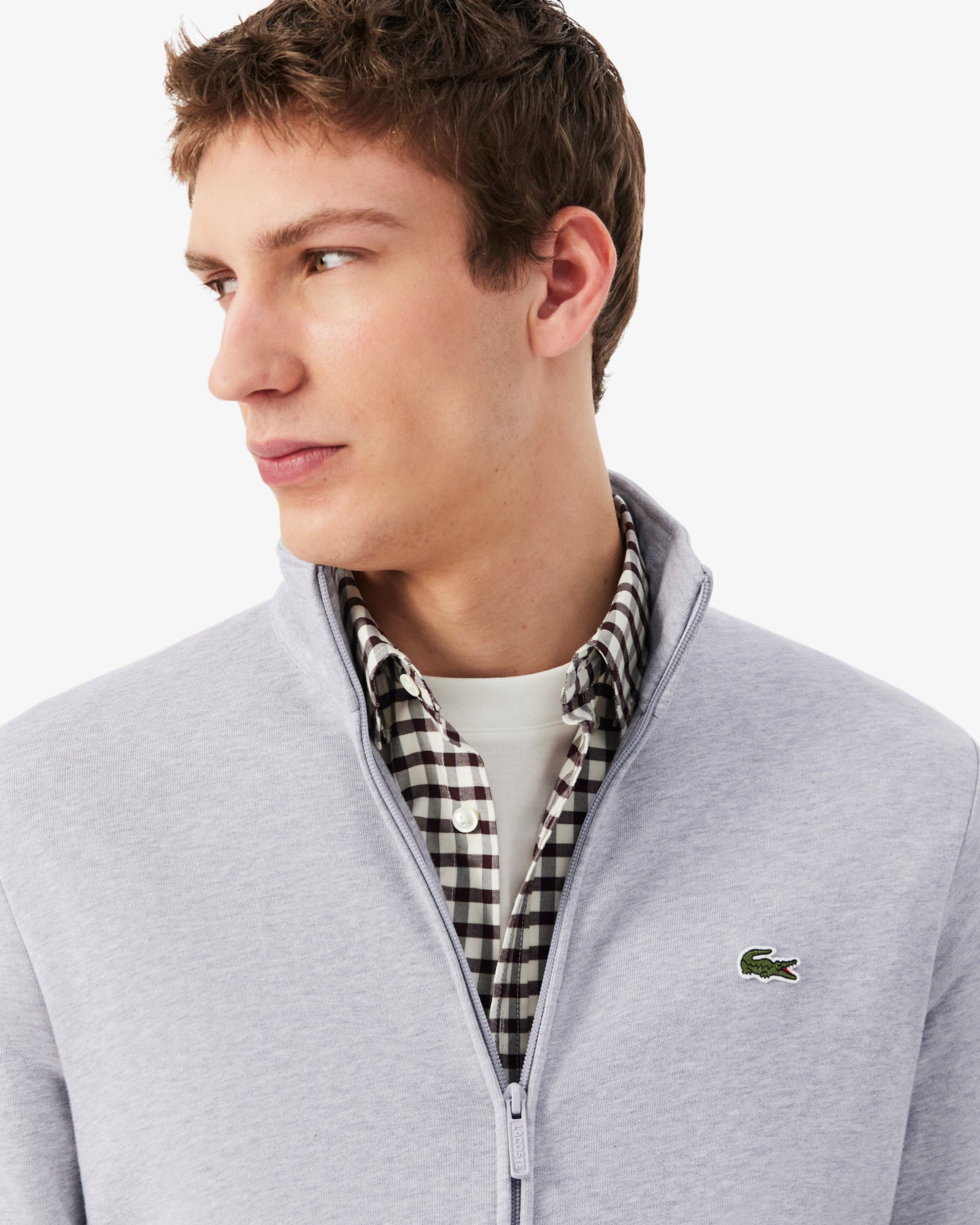 Lacoste Half Zip Mens Fleece Sweatshirt - Silver Chine CCA | CHO | Designer Mens Sweatshirts