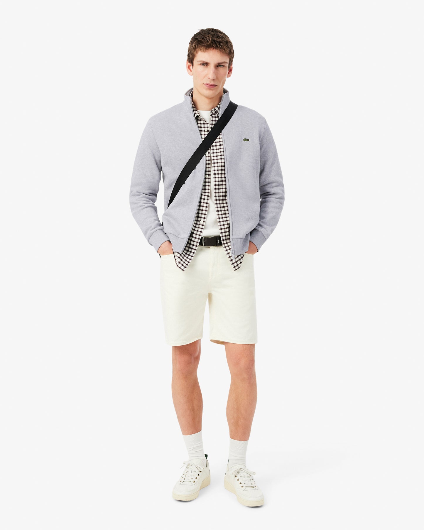 Lacoste Half Zip Mens Fleece Sweatshirt - Silver Chine CCA | CHO | Designer Mens Sweatshirts