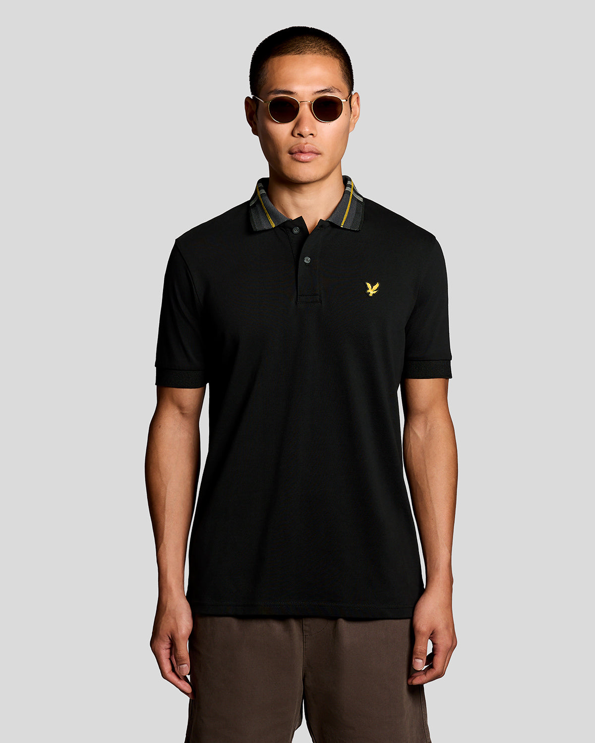 Lyle & Scott Tartan Collar Mens Polo Shirt - Z865 Jet Black