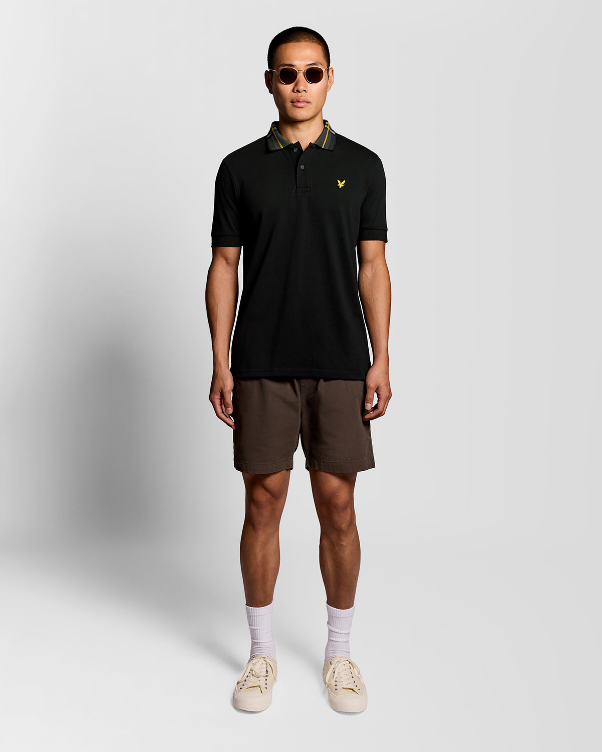 Lyle & Scott Tartan Collar Mens Polo Shirt - Z865 Jet Black