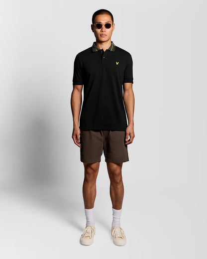 Lyle & Scott Tartan Collar Mens Polo Shirt - Z865 Jet Black