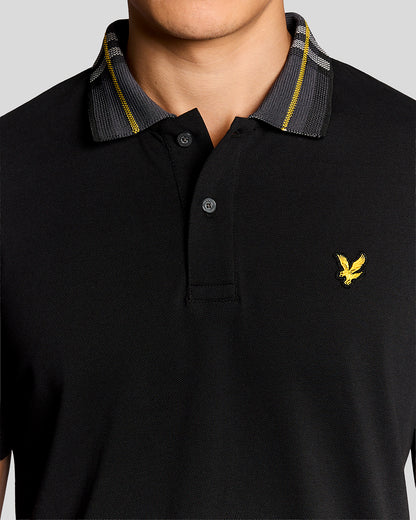 Lyle & Scott Tartan Collar Mens Polo Shirt - Z865 Jet Black