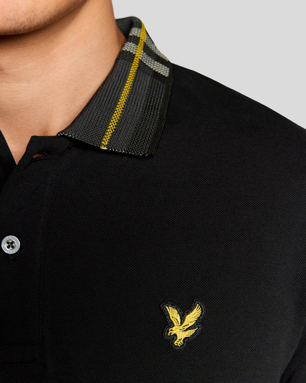 Lyle & Scott Tartan Collar Mens Polo Shirt - Z865 Jet Black