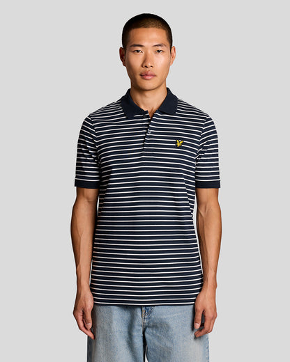 Lyle & Scott Pique Breton Mens Polo Shirt - W403 Dark Navy/White