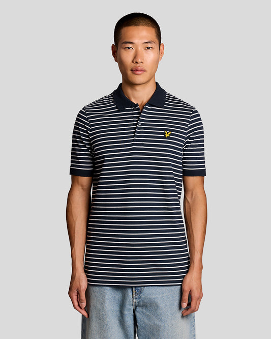 Lyle & Scott Pique Breton Mens Polo Shirt - W403 Dark Navy/White