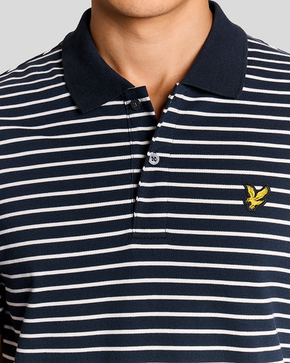 Lyle & Scott Pique Breton Mens Polo Shirt - W403 Dark Navy/White