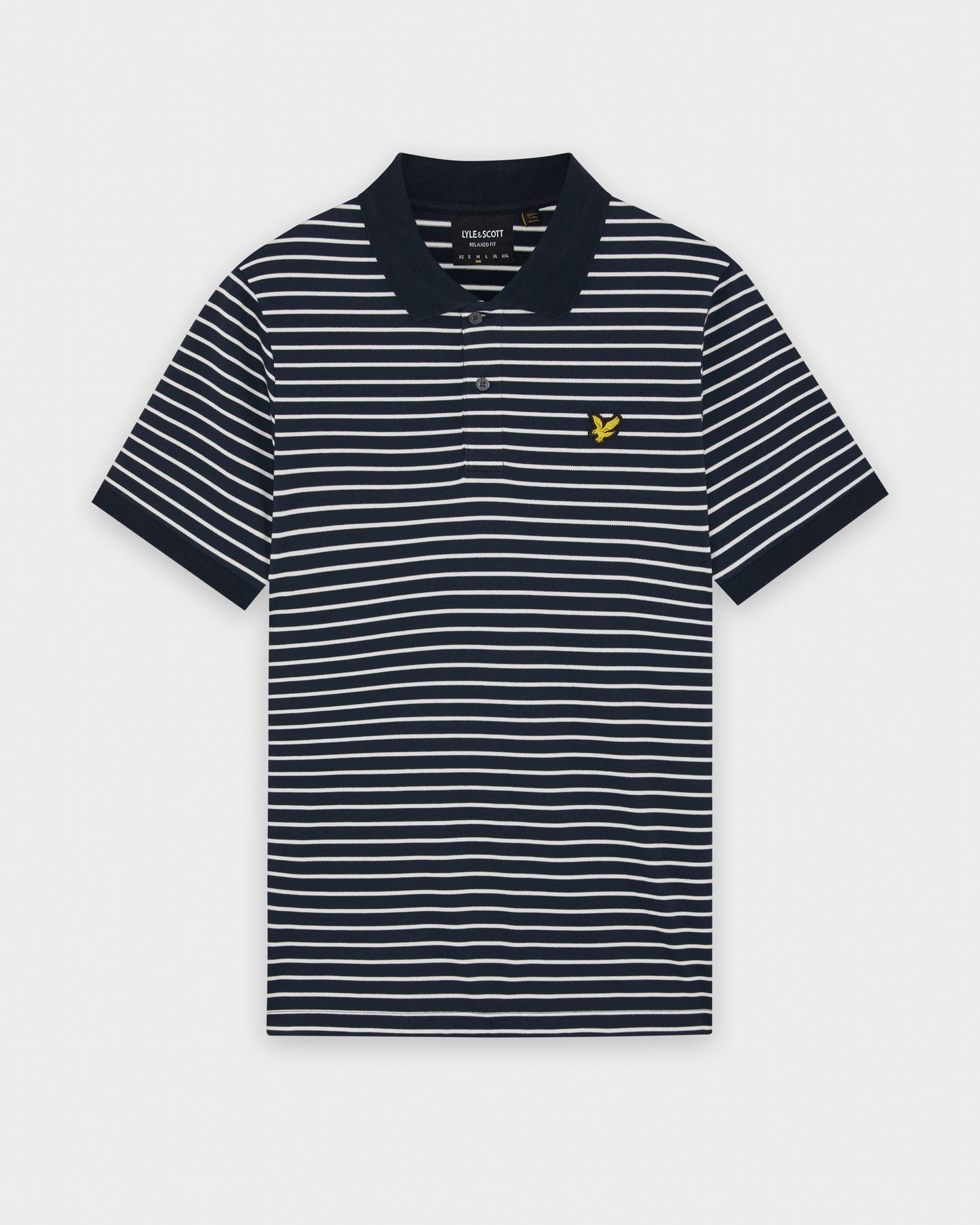 Lyle & Scott Pique Breton Mens Polo Shirt - W403 Dark Navy/White