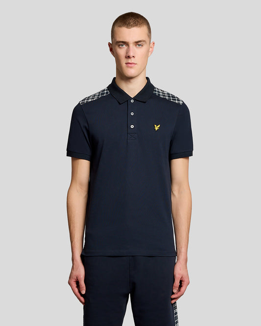 Lyle & Scott Check Panelled Mens Polo Shirt - Z271 Dark Navy