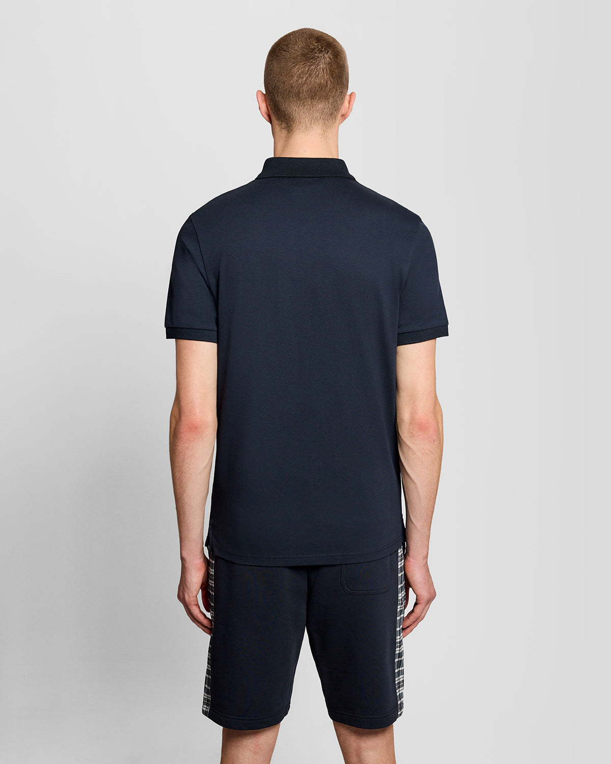 Lyle & Scott Check Panelled Mens Polo Shirt - Z271 Dark Navy