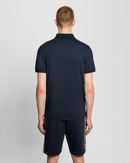 Lyle & Scott Check Panelled Mens Polo Shirt - Z271 Dark Navy