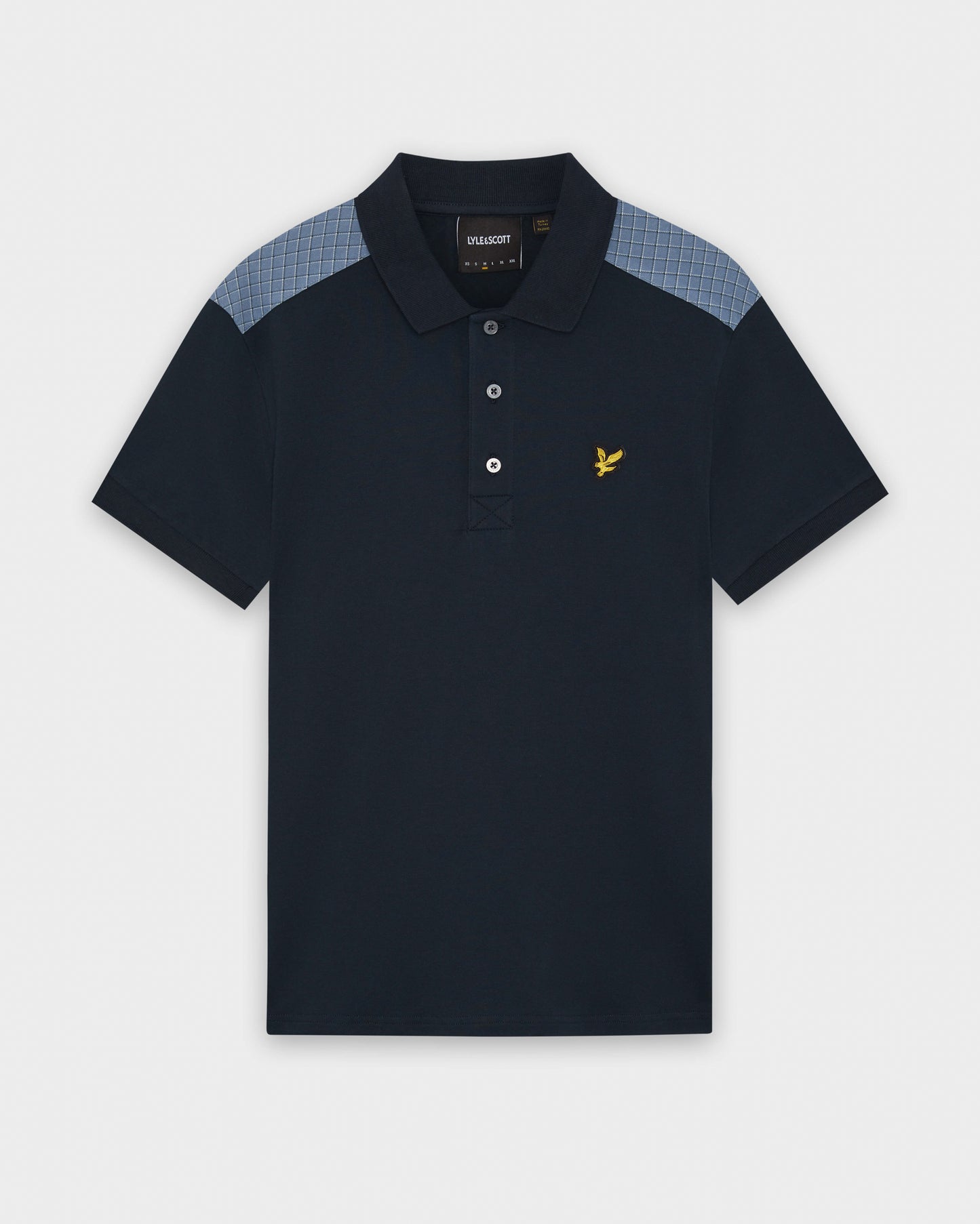 Lyle & Scott Check Panelled Mens Polo Shirt - Z271 Dark Navy