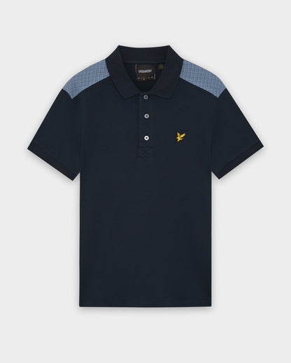 Lyle & Scott Check Panelled Mens Polo Shirt - Z271 Dark Navy