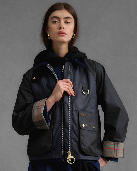 Barbour Kearton Womens Wax Jacket - Royal Navy/Black/Dress Tartan