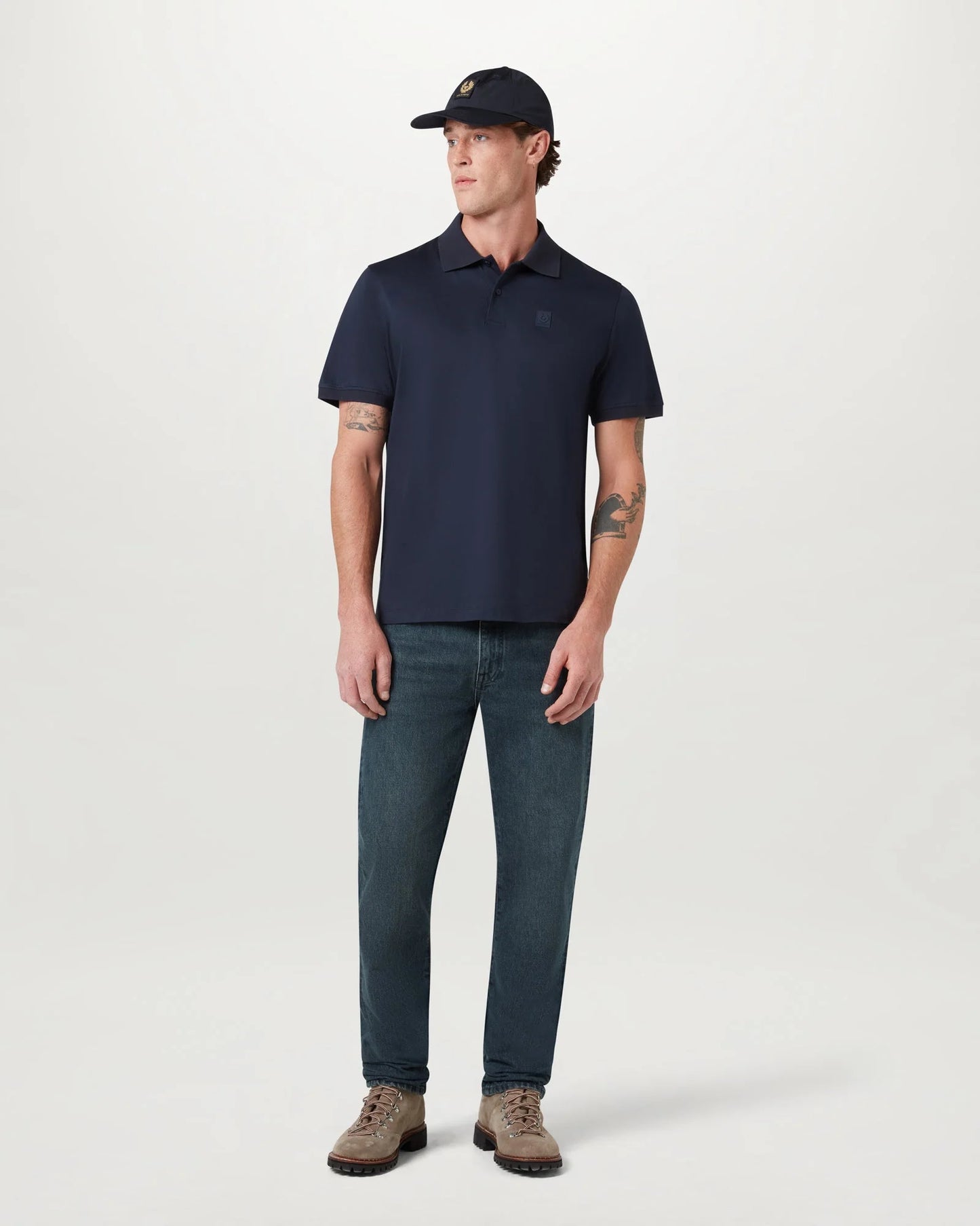 Belstaff Mens Steel Polo Shirt in Dark Ink, full length