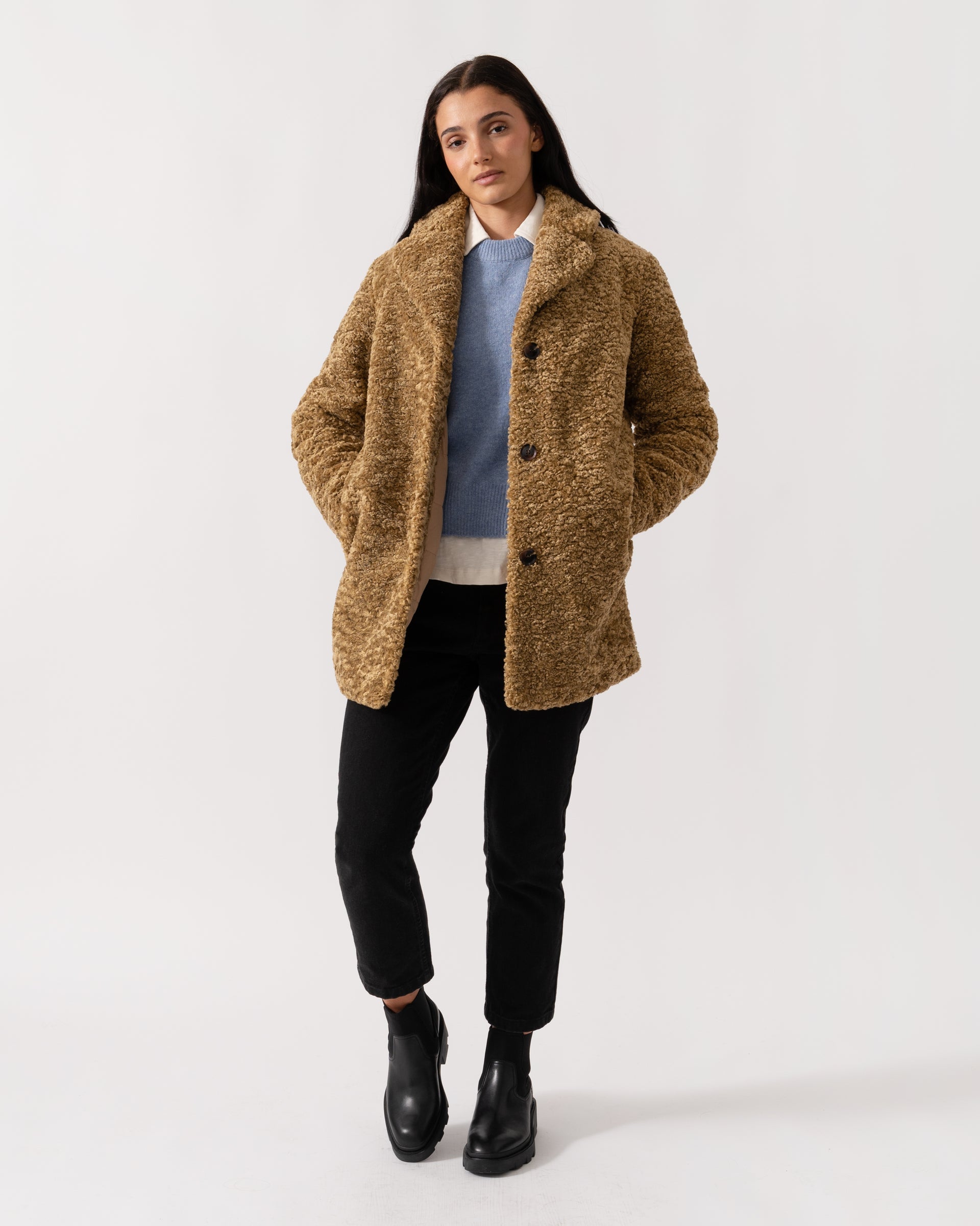 Samsoe Samsoe Natja Womens Faux Fur Teddy Bear Coat – CHO