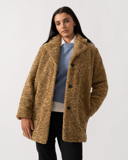 Samsoe & Samsoe Natja Womens Faux Fur Teddy Bear Coat