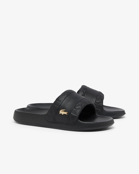 Lacoste Serve Hybrid Monogram Slides - Black/Gold 1V7 | CHO | Designer Mens Sandals