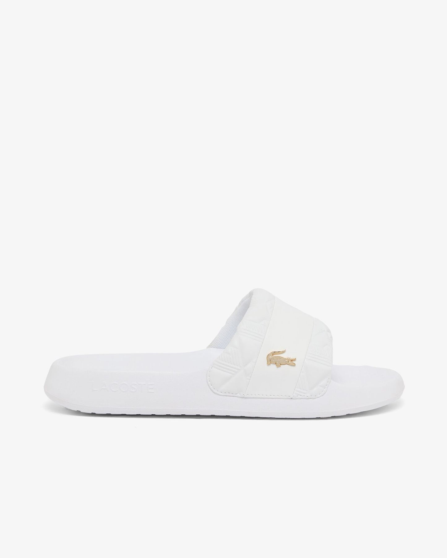 Lacoste Serve Hybrid Monogram Slides - White/White 21G | CHO | Designer Mens Sandals