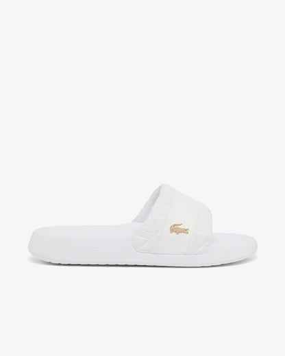 Lacoste Serve Hybrid Monogram Slides - White/White 21G | CHO | Designer Mens Sandals