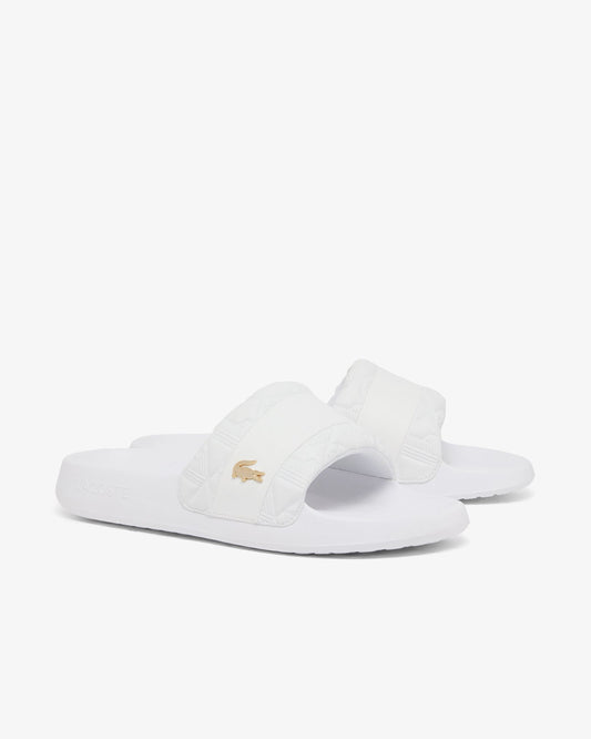 Lacoste Serve Hybrid Monogram Slides - White/White 21G | CHO | Designer Mens Sandals