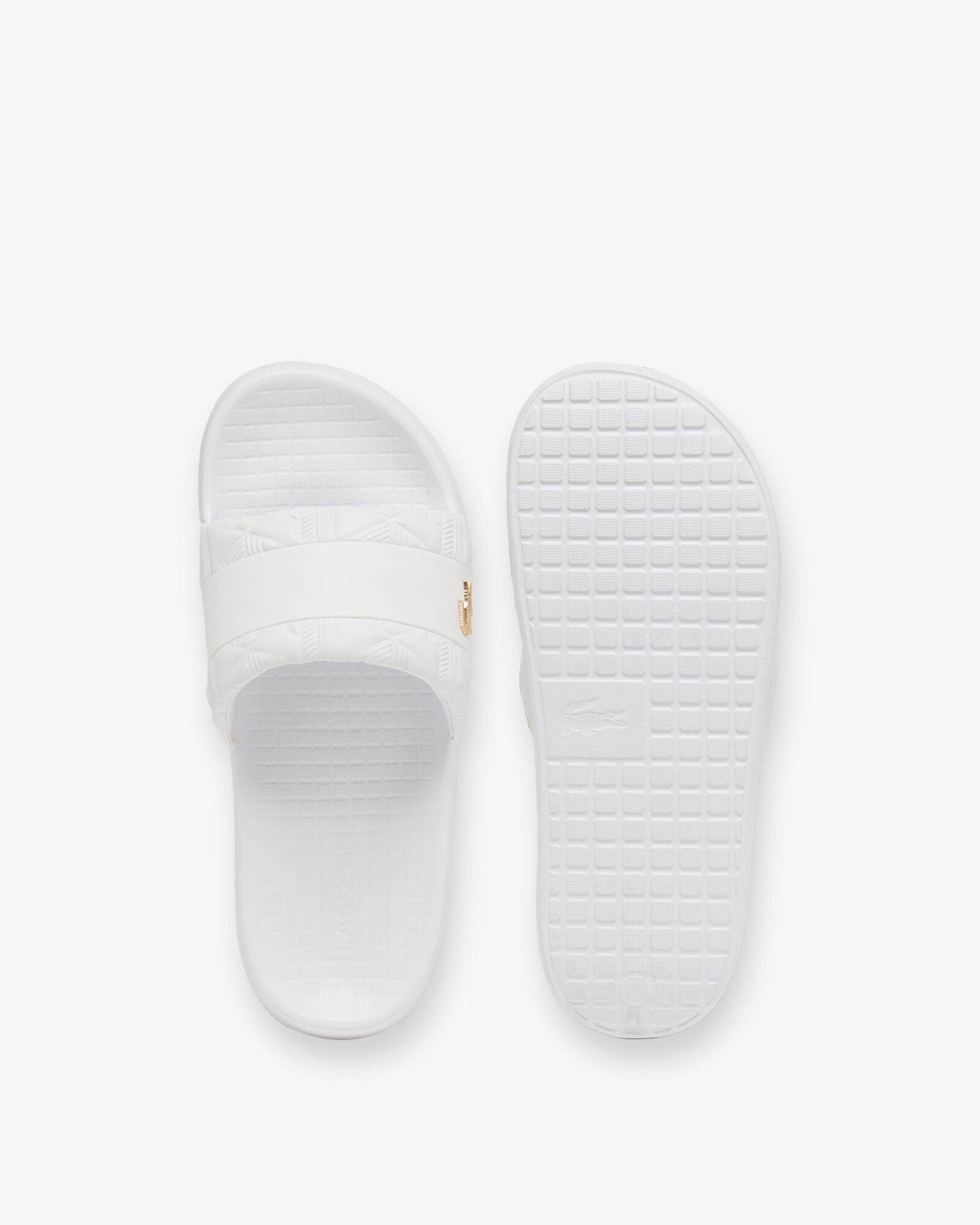 Lacoste Serve Hybrid Monogram Slides - White/White 21G | CHO | Designer Mens Sandals